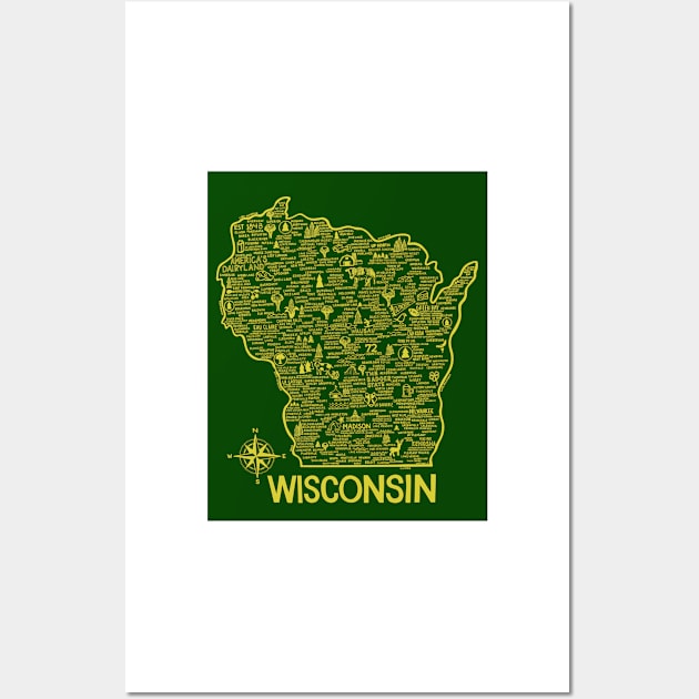 Wisconsin Map Wall Art by fiberandgloss